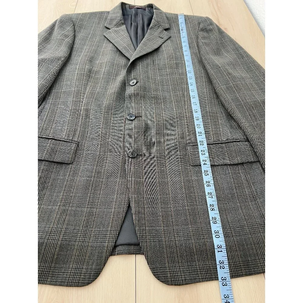 Joseph Abboud American Soft 100% Wool 3-Button Sport Coat Glen Plaid Check 42L